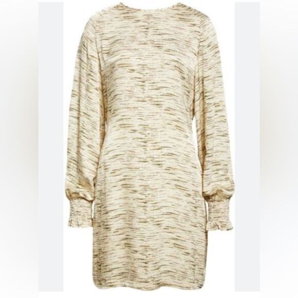 Samsoe Cecile Abstract Print Long Sleeve Woven Dress Rose Terra - Picture 1 of 7